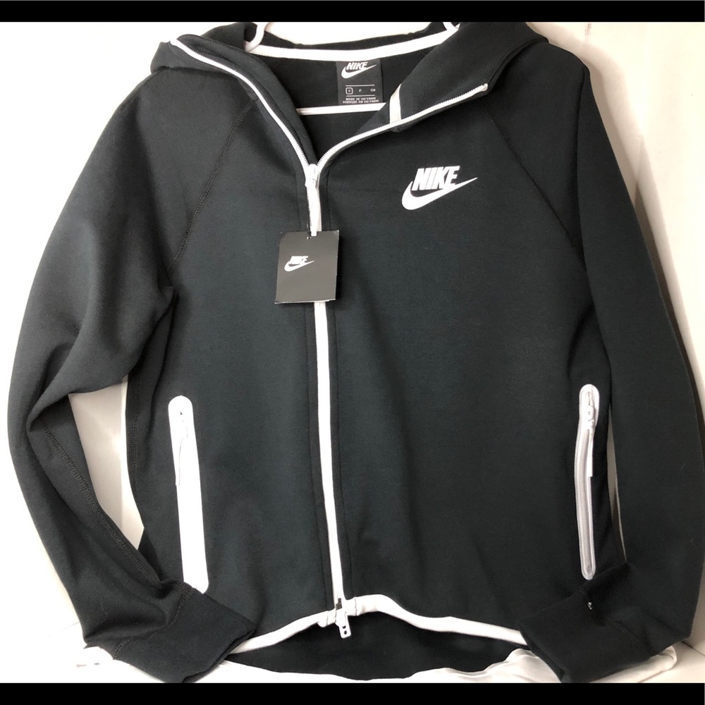 Nike Womens Tech Fleece Cape Hoodie Black White